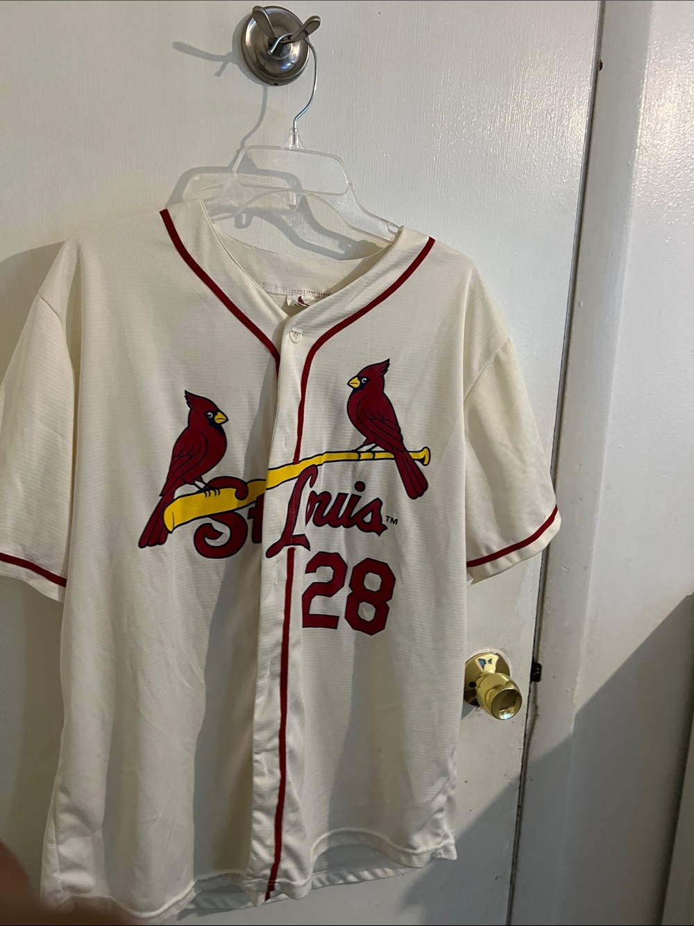 St. Louis Cardinals Cream Baseball Jersey with Cardinals Logo